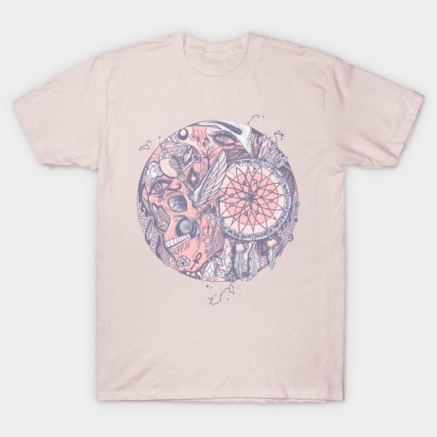 NPink Skull and Dreamcatcher Circle T-Shirt by kenallouis